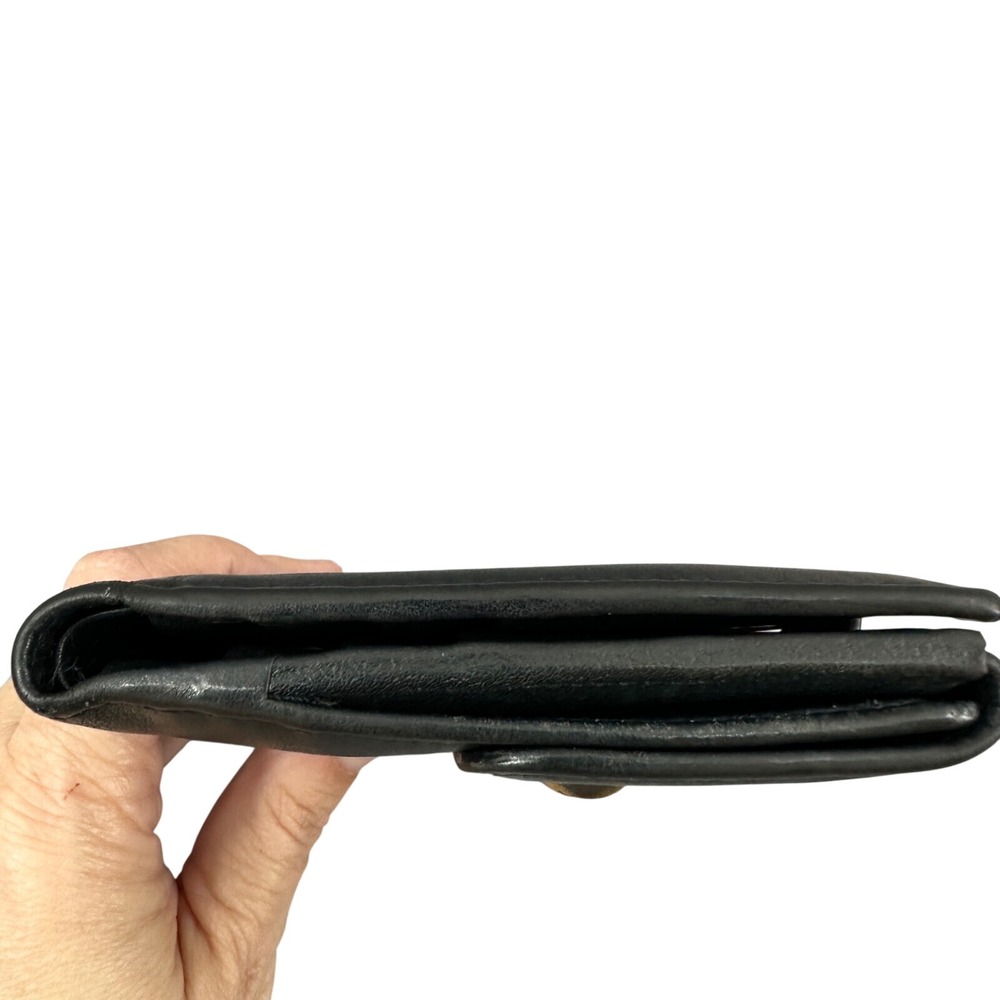 Gucci Bamboo Wallet Black Leather Bifold Snap Closure Card Holder, Used - Picture 4 of 16